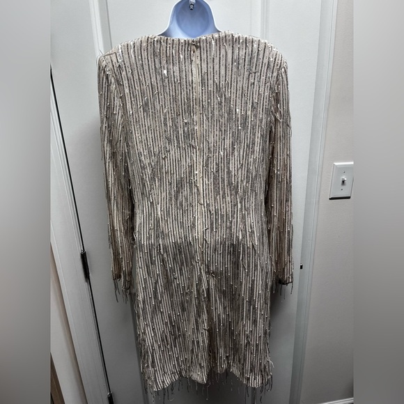 Eliza J Women’s fringed sequin long sleeve cocktail party dress size 14 - Picture 5 of 9